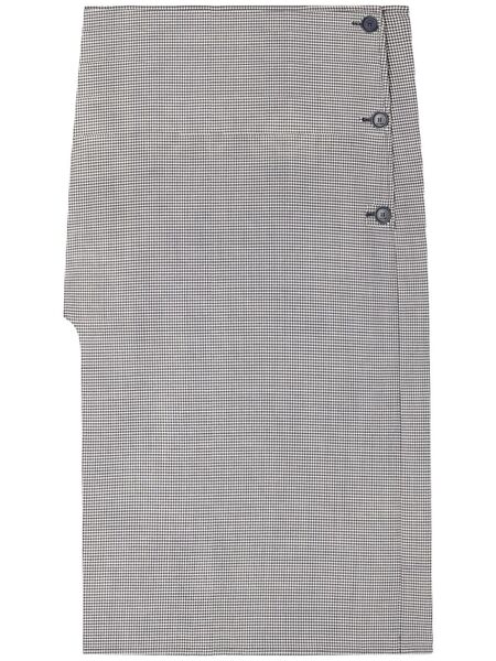  Courrèges Oblique Houndstooth Midi Skirt - Black 