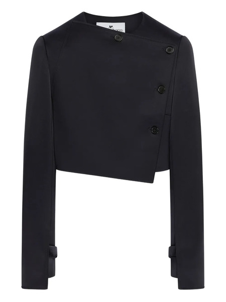  Courrèges Oblique Satin Tailored Jacket - Black 