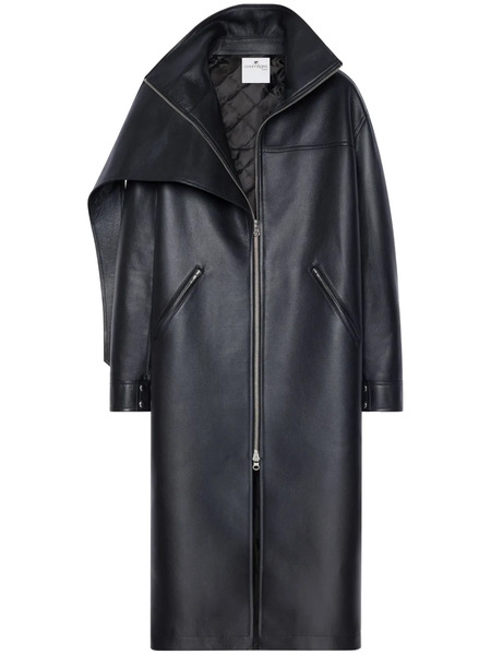  Courrèges Oversize Leather Coat - Black 