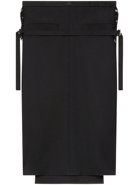  Courrèges Panelled Virgin Wool Midi Skirt - Black 