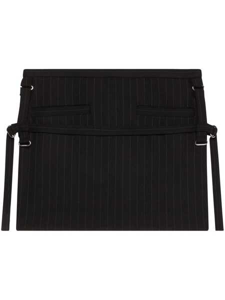  Courrèges Pinstriped Virgin Wool Mini Skirt - Black 