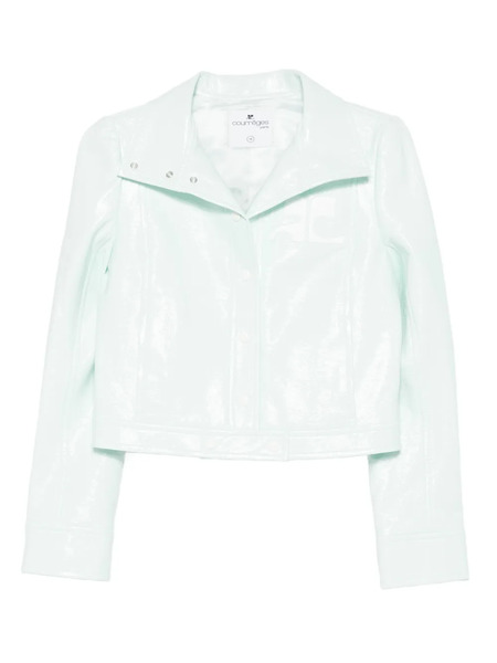  Courrèges Reedition Vinyl Buttoned Collar Jacket - Blue 