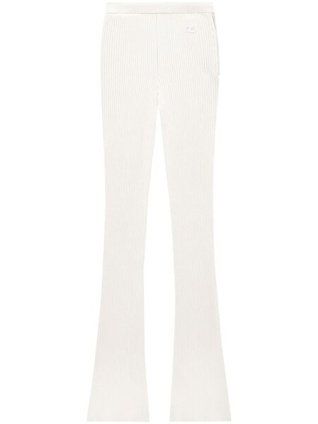  Courrèges Reediton Ribbed Flared Trousers - White 