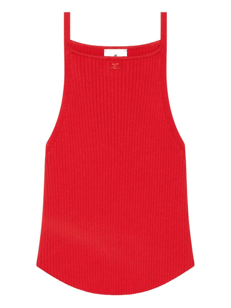  Courrèges Ribbed Halter Top - Red 