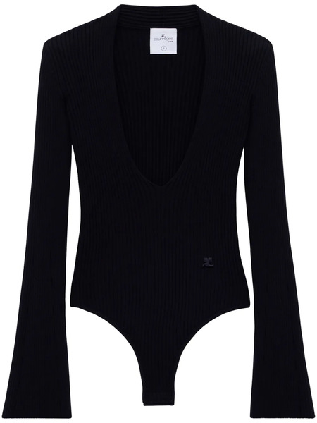  Courrèges Ribbed-knit Bodysuit - Black 
