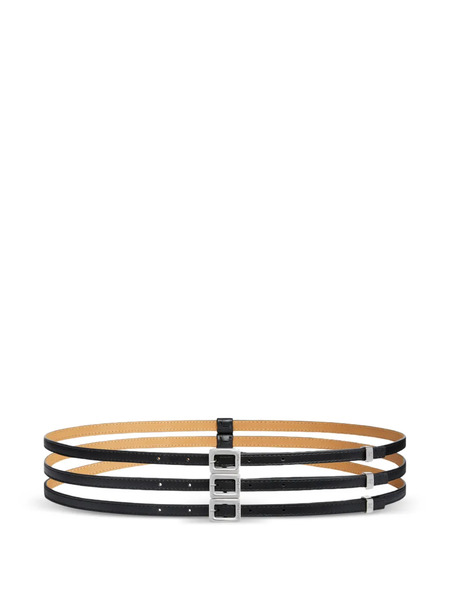  Courrèges Square Leather Triple Belt - Black 