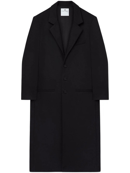  Courrèges Tailored Long Wool Blend Coat - Black 