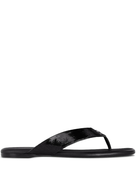  Courrèges Vinyl-texture Logo Slides - Black 