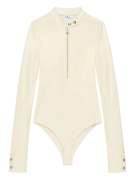  Courrèges Zip-front Long-sleeve Bodysuit - Neutrals 