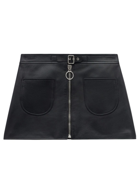  Courrèges Zip-up Leather Miniskirt - Black 