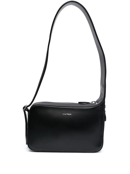  Courrèges Zipped Leather Shoulder Bag - Black 