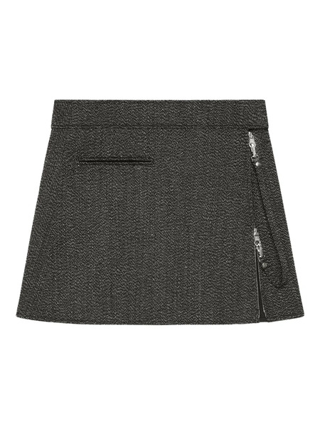  Courrèges Zippered Tweed Mini Skirt - Grey 