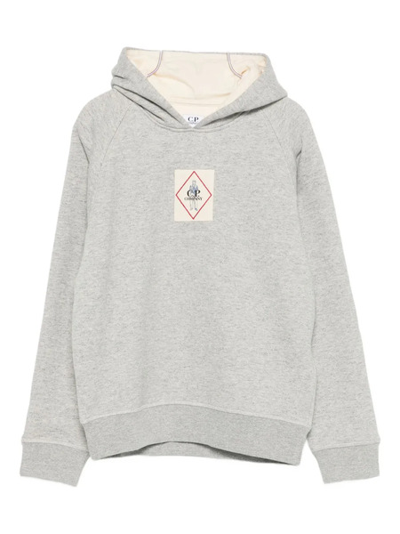  C.p. Company Kids Logo-patch Hoodie - Grey 