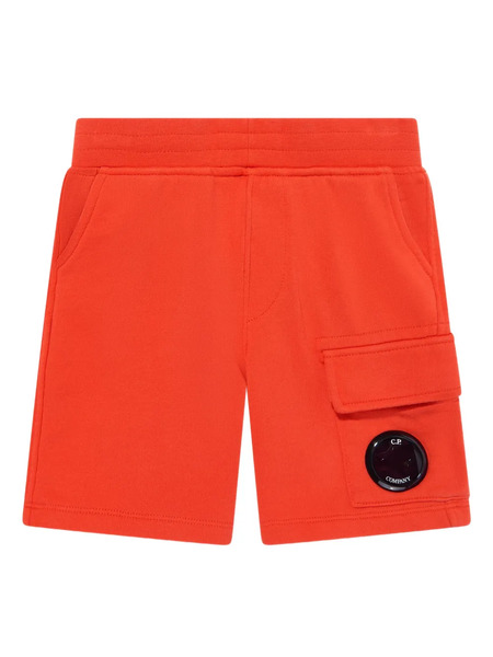  C.p. Company Kids Logo Patch Shorts - Orange 
