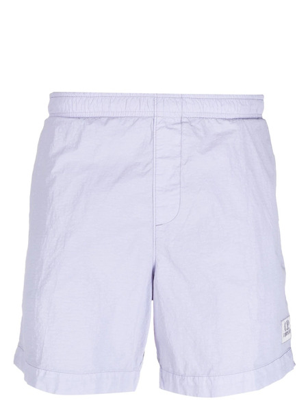  C.p. Company Logo-patch Elasticated-waist Shorts - Purple 