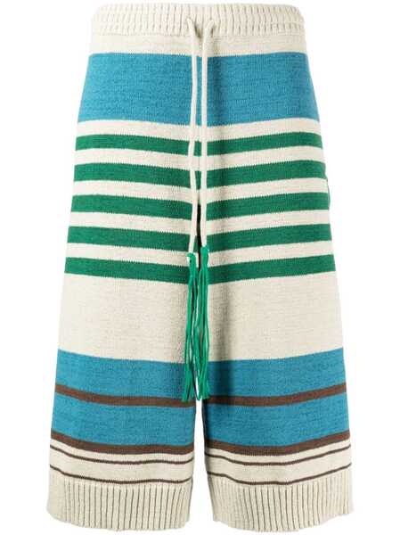  Craig Green Striped Ribbed-knit Shorts - Neutrals 