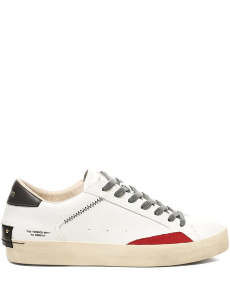  Crime London Distressed Leather-panelled Stitching Sneakers - White 