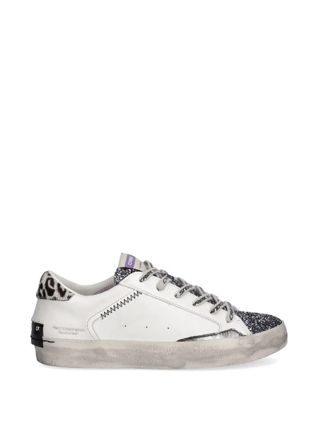  Crime London Glitter Panel Leopard-print Sneakers - White 
