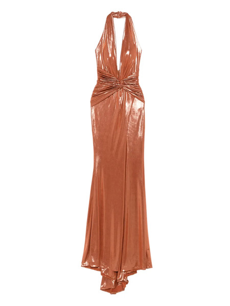 Cristallini Cyra Halter-neck Knotted Maxi Dress - Orange 