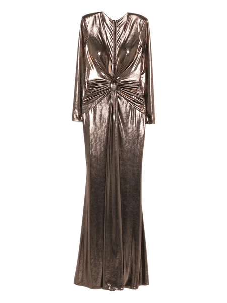  Cristallini Liora Knot Long-sleeve Maxi Dress - Brown 