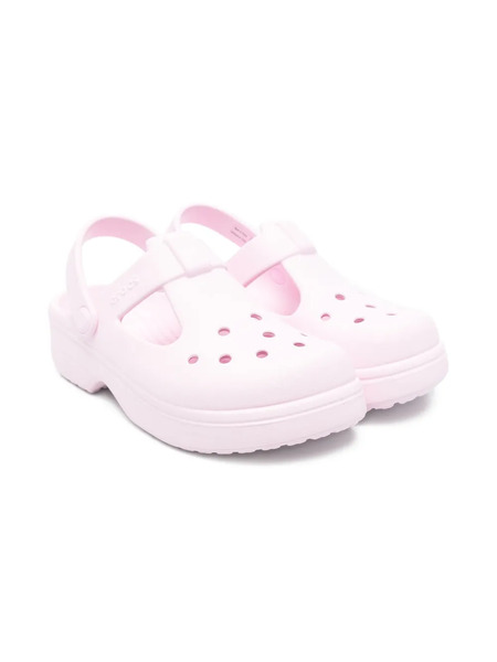  Crocs Kids Classic T Mary Jane Perforated Clogs - Pink 