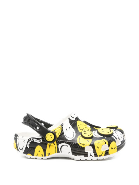  Crocs Kids Smiley Classic K Patterned Slippers - Black 