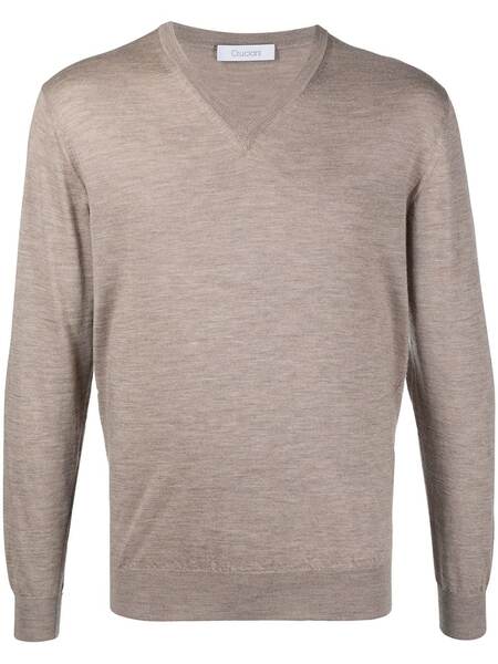  Cruciani Long-sleeve V-neck Jumper - Neutrals 