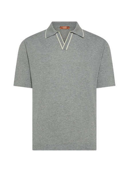  Cruna V-neck Trim T-shirt - Grey 