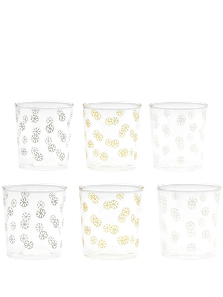  Cu I Seeyou Christmas Snowflake-print Glasses (set Of Six) - Neutrals 