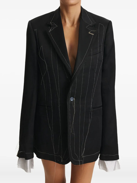  Cuanna Avva Contrast-stitching Blazer - Black 