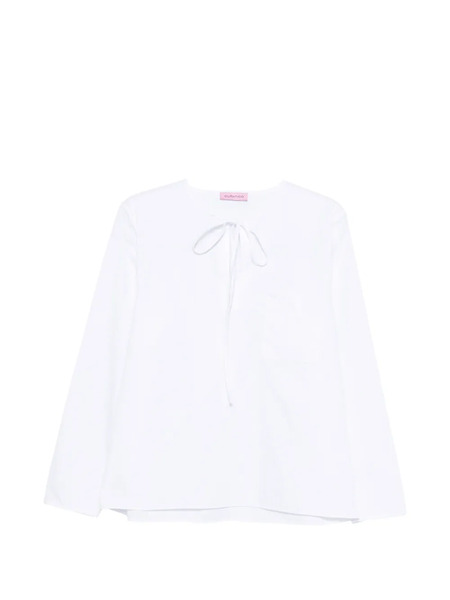  Cuantico Florence Tie-neck Pocket Blouse - White 