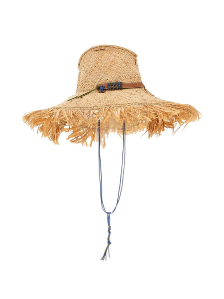  Cuba Lab X Patrizia Fabri Frayed Trim Sun Hat - Neutrals 