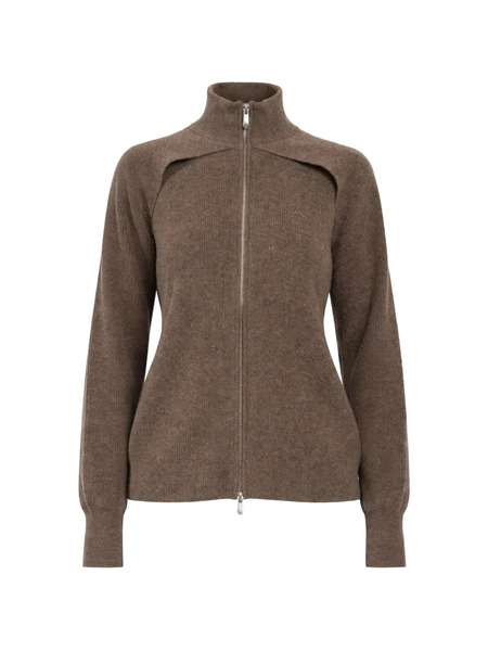  Cuddleup High-neck Zipped Jacket - Brown 