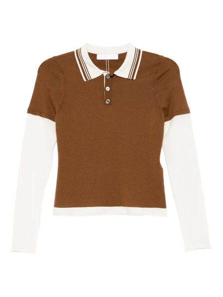  Cuddleup Long-sleeve Polo Top - Brown 