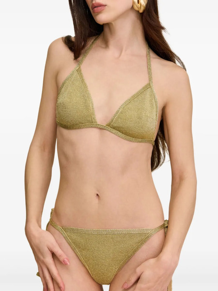  Cult Gaia Alia Lurex Triangle Bikini Top - Gold 