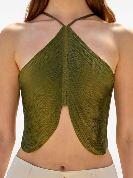  Cult Gaia Quella Fringed Top - Green 