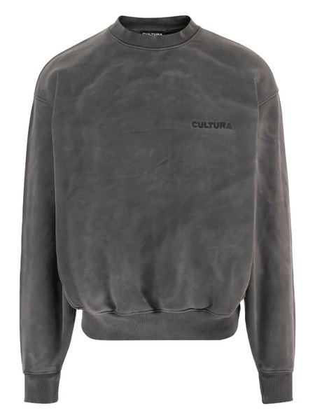  Cultura Embroidered Logo Washed Sweatshirt - Grey 
