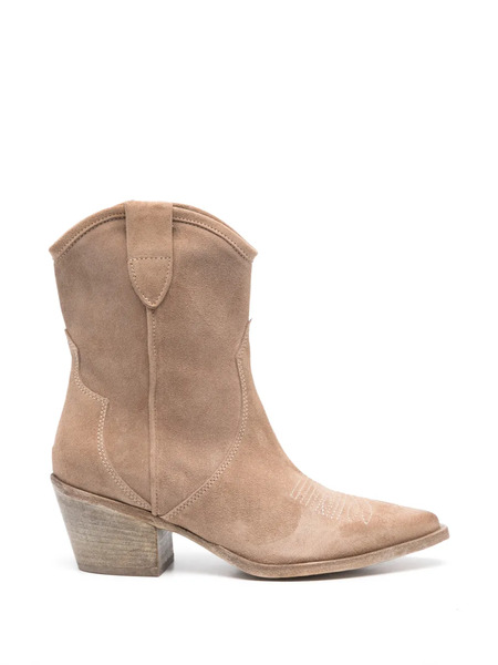  Curiositè Embroidered Leather Cowboy Boots - Neutrals 