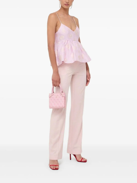  Custommade Floral-print Peplum Top - Pink 