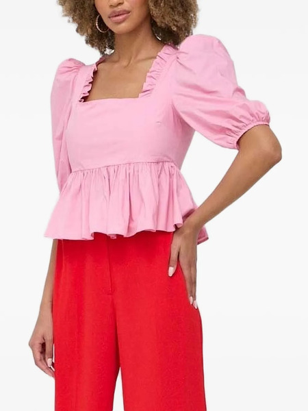  Custommade Puff-sleeve Frill-detail Top - Pink 