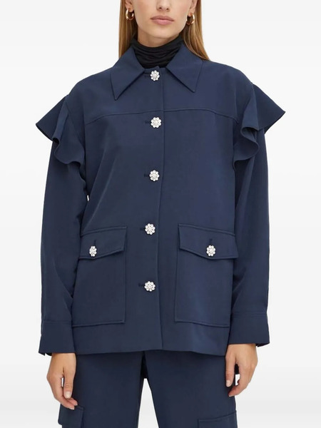  Custommade Ruffle-detail Embellished Shirt - Blue 