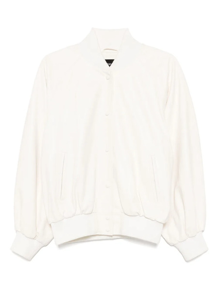  Cynthia Rowley Downtown Leather Bomber Jacket - Neutrals 