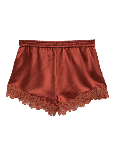  Cynthia Rowley Embroidered Satin Shorts - Brown 