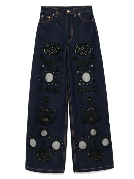  Cynthia Rowley Embroidered Wide-leg Jeans - Blue 
