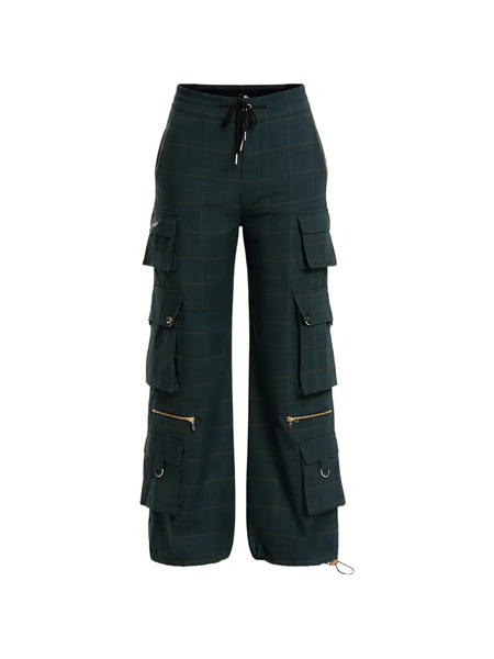  Cynthia Rowley Plaid Cargo Trousers - Green 