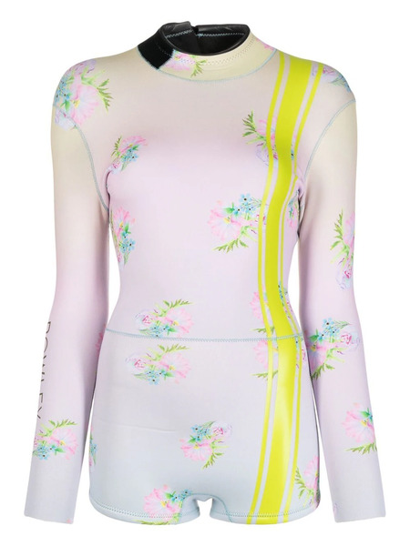  Cynthia Rowley Striped Floral-print Swimsuit - Pink 