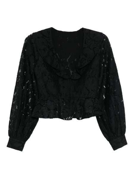  Cynthia Rowley V-neck Lace Blouse - Black 