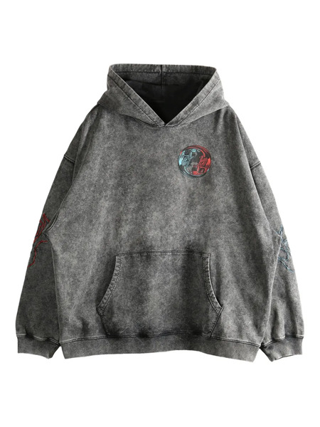  D-r-g-n Counter Embroidered Hoodie - Grey 