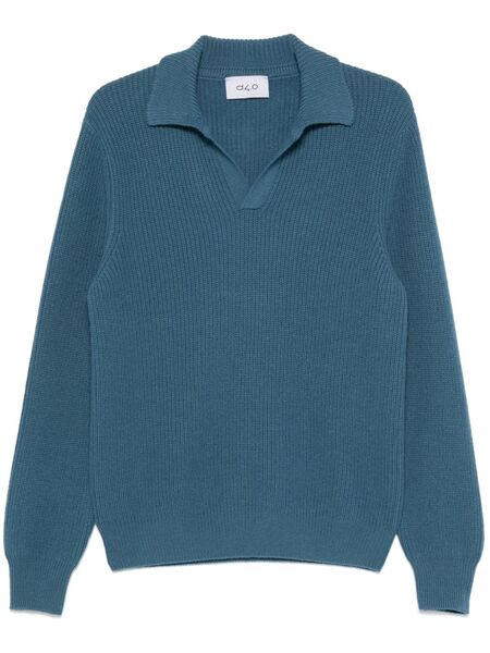  D4.0 Virgin Wool Polo Sweater - Blue 