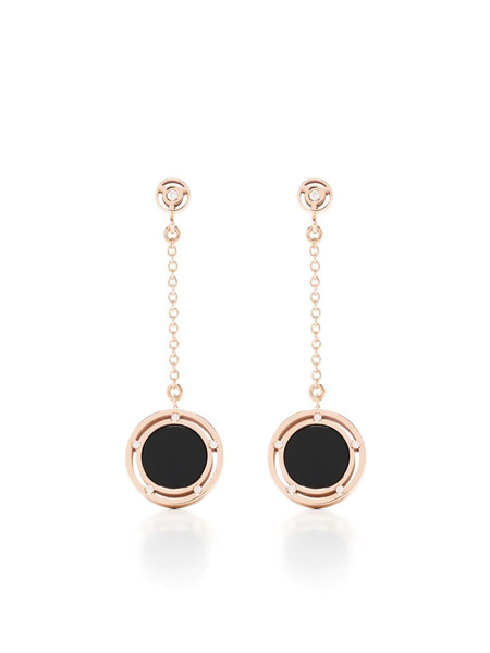  Damiani 18kt Rose Gold D. Side Onyx Drop Earrings 
